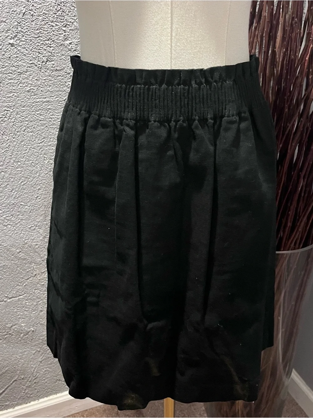 🌺NWT J. CREW LINEN BLEND BLACK RUCHED WAIST SKIRT SIZE 4🌺